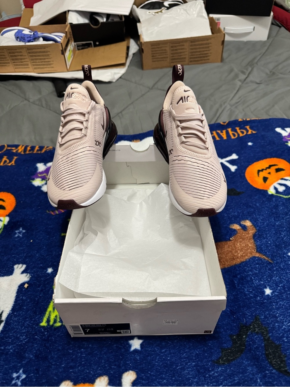 Nike Women’s Air Max 270 Sneakers - Blush Pink with Burgundy Accents